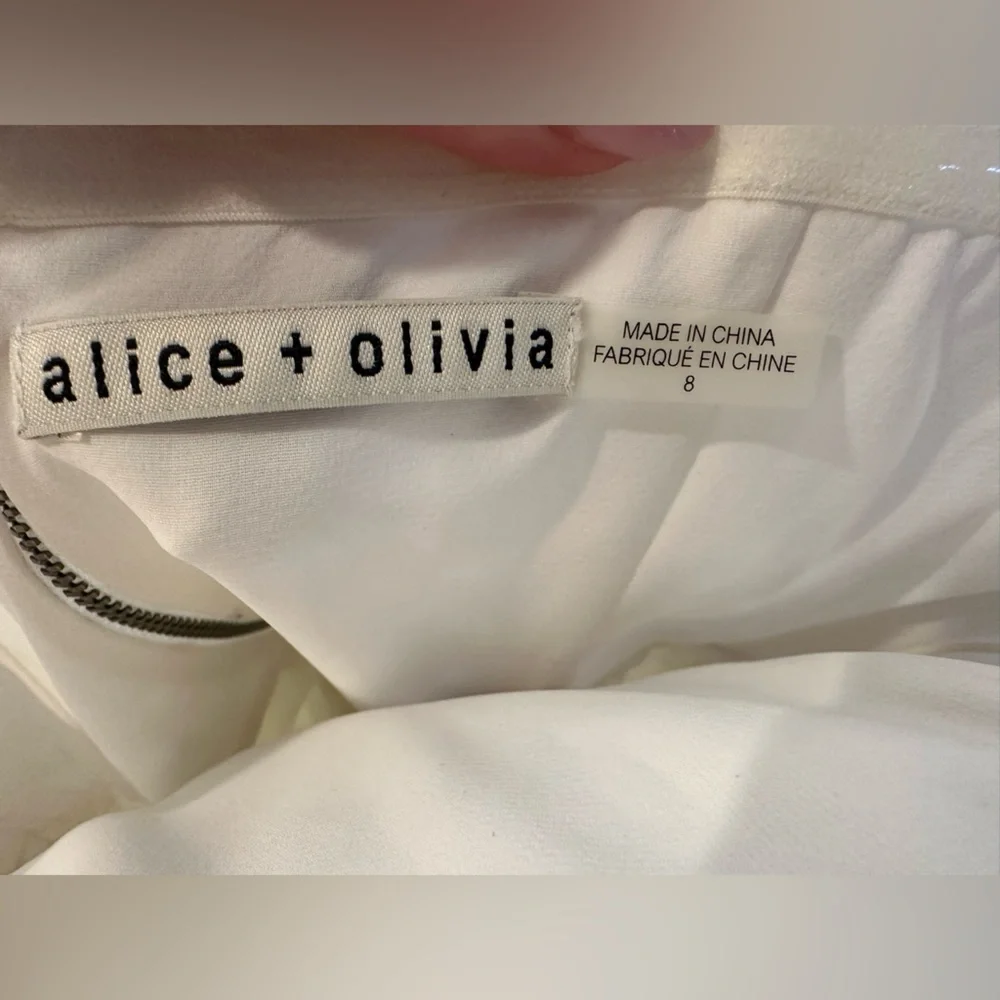 Alice + Olivia White Strapless Fit & Flare Eyelet Lace Mini Dress - Picture 11 of 13